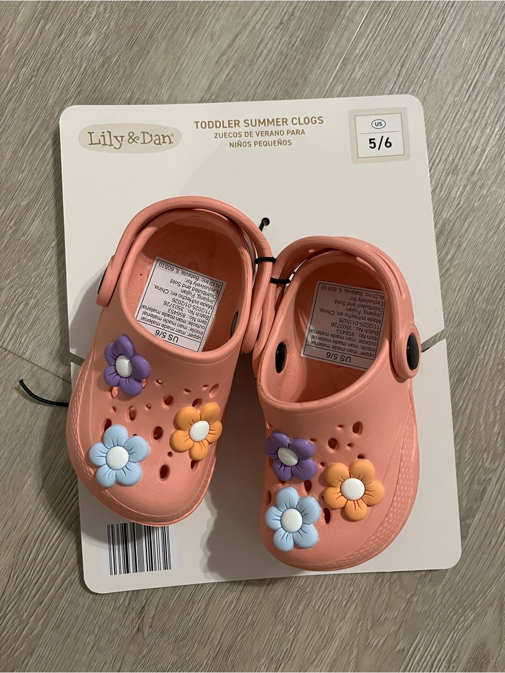 Lily & Dan Toddler Summer Clogs in Coral Pink with Floral Charms